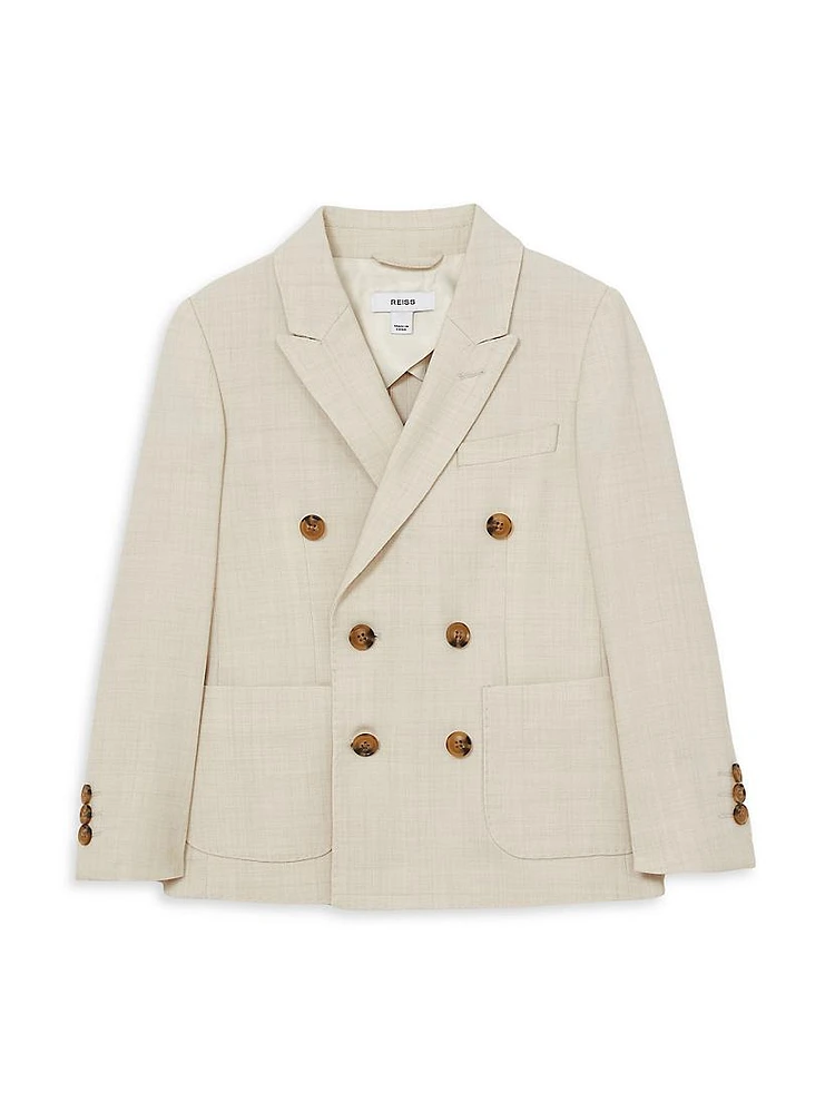 Little Boy's & Belmont Plaid Double-Breasted Blazer