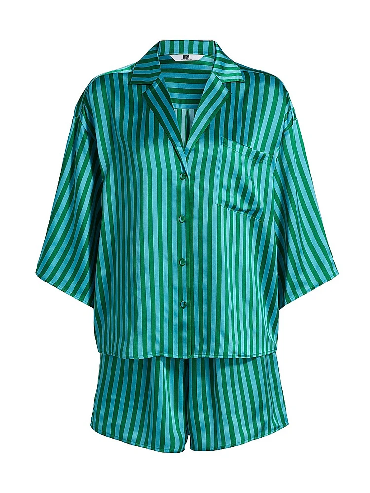 Washable Silk Striped Pajamas