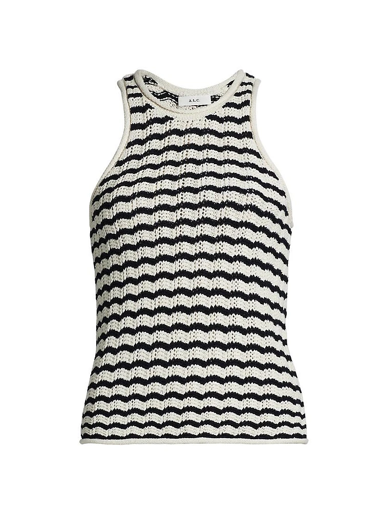 Nelly Striped Cotton-Blend Crochet Top