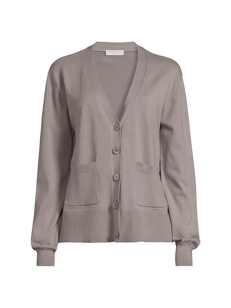 Stretch-Cotton V-Neck Cardigan