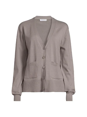 Stretch-Cotton V-Neck Cardigan