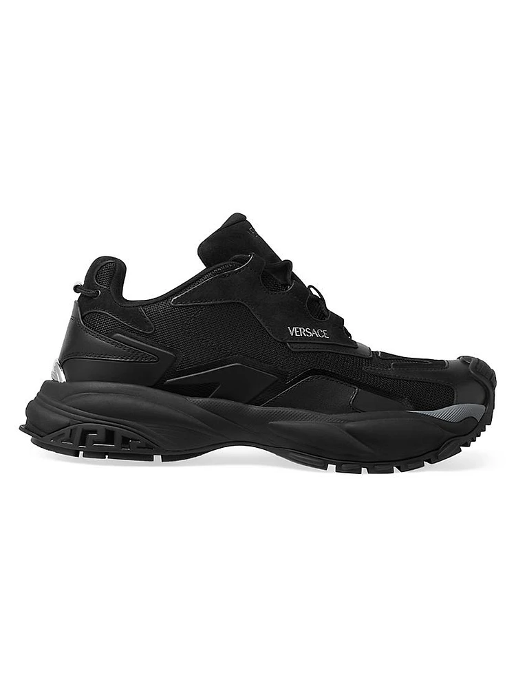 Logo Leather & Mesh Low-Top Sneakers