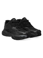 Logo Leather & Mesh Low-Top Sneakers