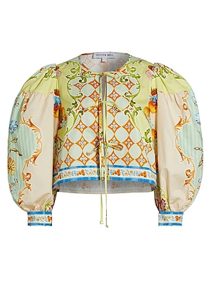 Katie Printed Tie-Front Top
