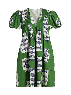 Wilkies Fish-Print Cotton Minidress