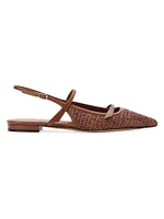 Tita Leather-Trimed Raffia Flats