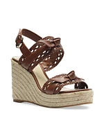 Clarita Tresse Leather Wedge Sandals
