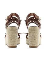 Clarita Tresse Leather Wedge Sandals