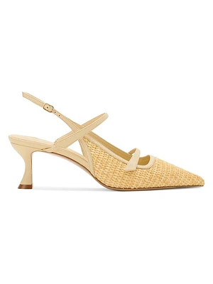 Tita Flat 60MM Raffia Slingback Pumps