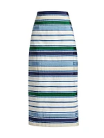 Striped Cotton-Blend Maxi Pencil Skirt