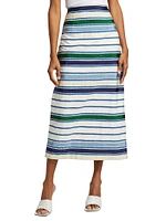 Striped Cotton-Blend Maxi Pencil Skirt