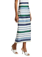 Striped Cotton-Blend Maxi Pencil Skirt