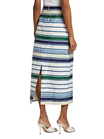 Striped Cotton-Blend Maxi Pencil Skirt