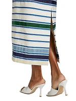Striped Cotton-Blend Maxi Pencil Skirt