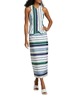 Striped Cotton-Blend Maxi Pencil Skirt