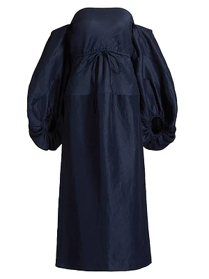Off-The-Shoulder Balloon-Sleeve Midi-Dress