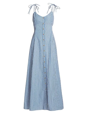 High Garden Striped Cotton Sleeveless Maxi Dress