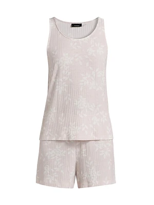 Aria Floral Rib-Knit Jersey Short Pajamas
