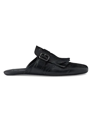 Fringed Monk Strap Leather Mules