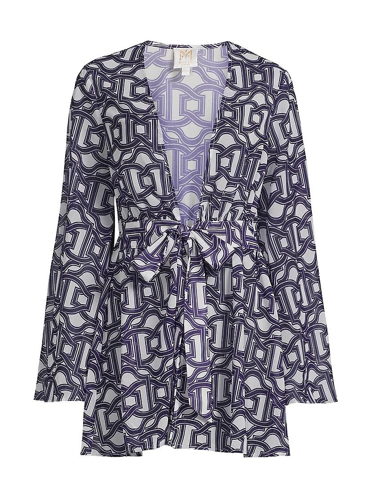 Jessie Chain Chiffon Plunge-Neck Minidress