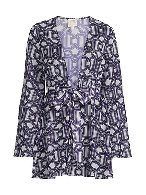 Jessie Chain Chiffon Plunge-Neck Minidress