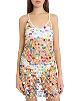 Sequined Crochet V-Neck Minidress