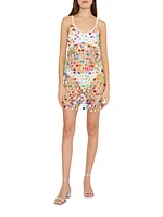 Sequined Crochet V-Neck Minidress
