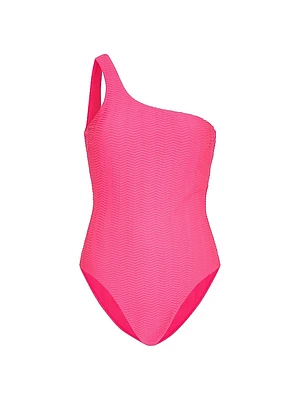 Joni Chevron One-Shoulder One-Piece Swimsuit
