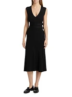Madeline Belted Rib-Knit Sweater Midi-Dress