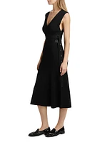 Madeline Belted Rib-Knit Sweater Midi-Dress