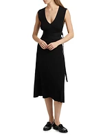 Madeline Belted Rib-Knit Sweater Midi-Dress