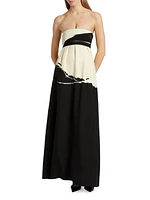 Ophelia Abstract Colorblocked Strapless Gown