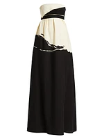 Ophelia Abstract Colorblocked Strapless Gown