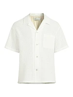 Open Weave Cotton-Blend Button-Front Shirt