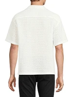 Open Weave Cotton-Blend Button-Front Shirt