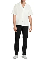 Open Weave Cotton-Blend Button-Front Shirt
