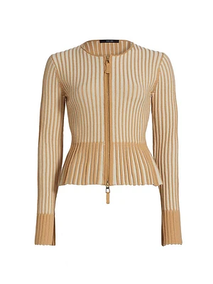 Priscilla Rib-Knit Zip-Up Cardigan