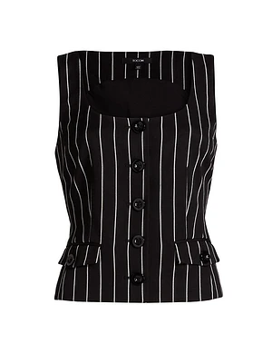 Georgia Pinstriped Button-Front Top