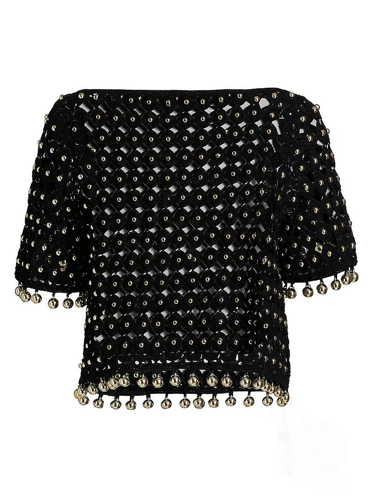 Coco Beaded Cotton Boatneck Top