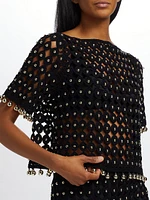 Coco Beaded Cotton Boatneck Top