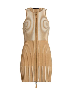 Lex Ribbed Zip-Front Minidress