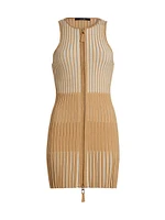 Lex Ribbed Zip-Front Minidress