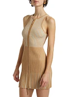 Lex Ribbed Zip-Front Minidress