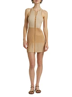 Lex Ribbed Zip-Front Minidress