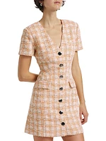 Phoebe Tweed Short-Sleeve Minidress