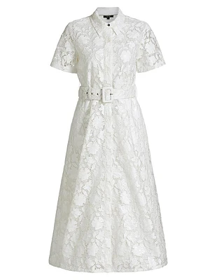 Jean Floral Lace Belted Shirtdress