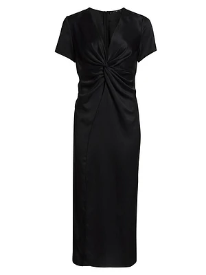 Heather Twist V-Neck Midi-Dress