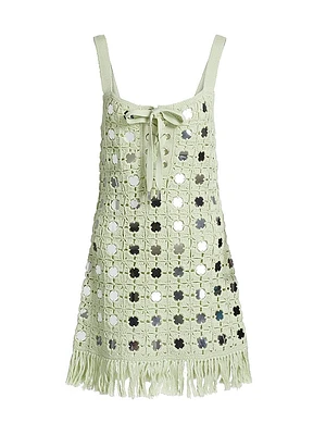 Brinkley Mirror Crochet Fringed Minidress