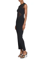Sheer Silk-Paneled Sleeveless Maxi Dress