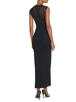 Sheer Silk-Paneled Sleeveless Maxi Dress